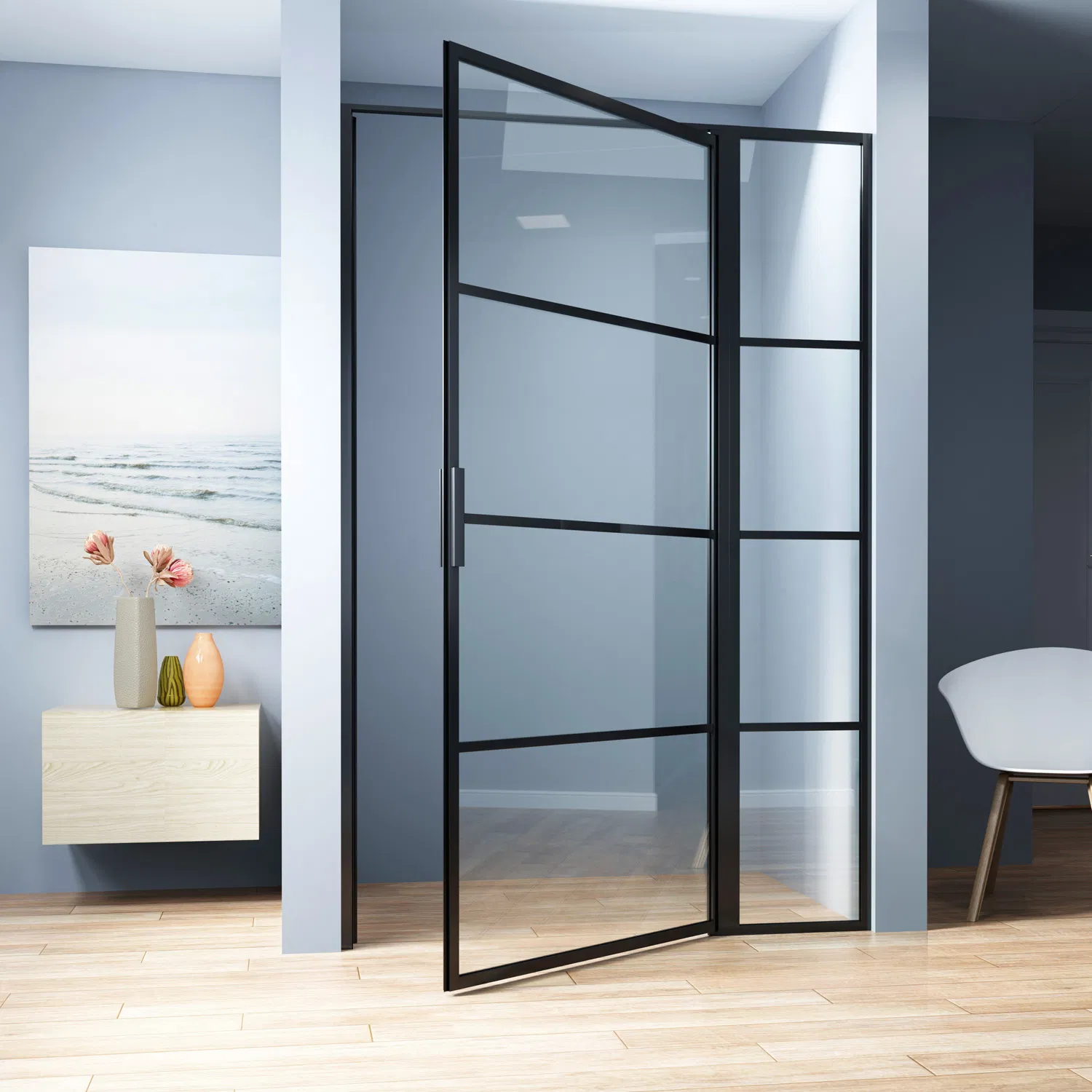 Black Aluminium Alloy Easy Clean 8mm Glass Bathroom Shower Door Factory 90X200