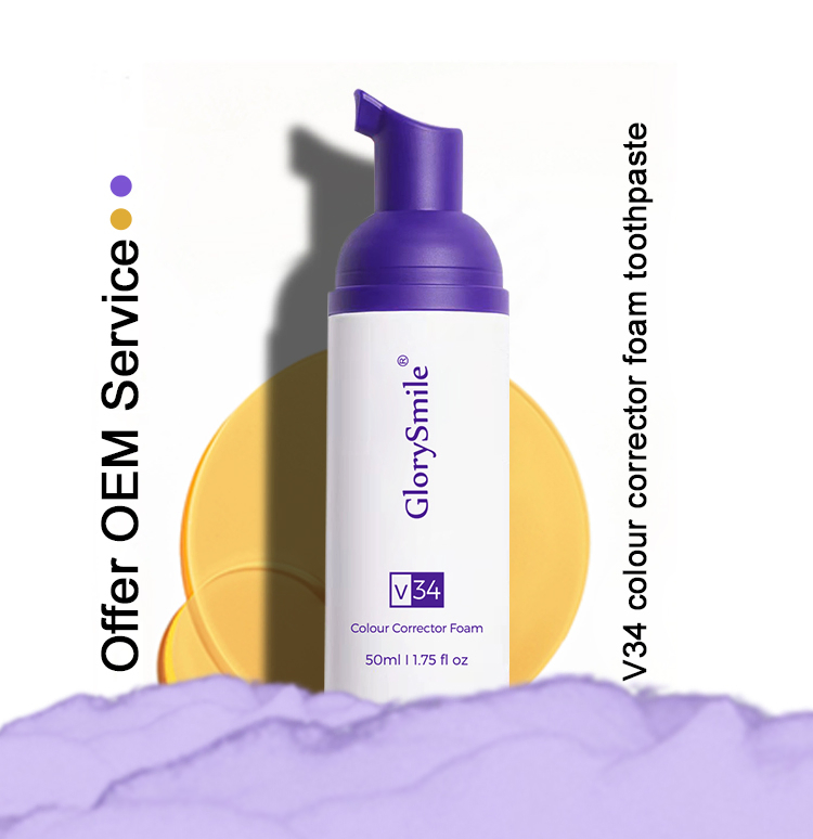 Glorysmile V34 Vegan Fluoride Free Stain Removal Colour Corrector Teeth Whitening Foam Toothpaste