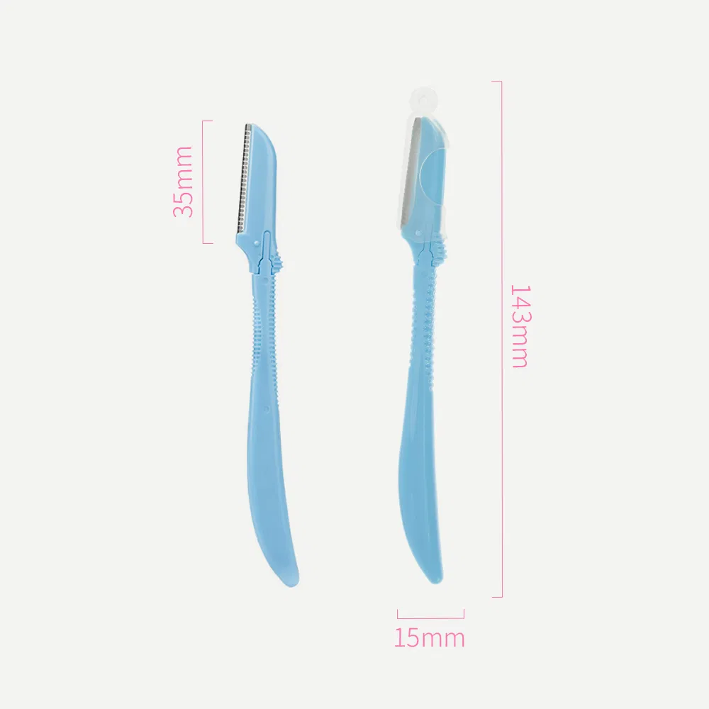 Plastic Handle Single Facial Eyebrow Shaving Trimmer Face Body Dermaplaning Safety Blade Brow Razor