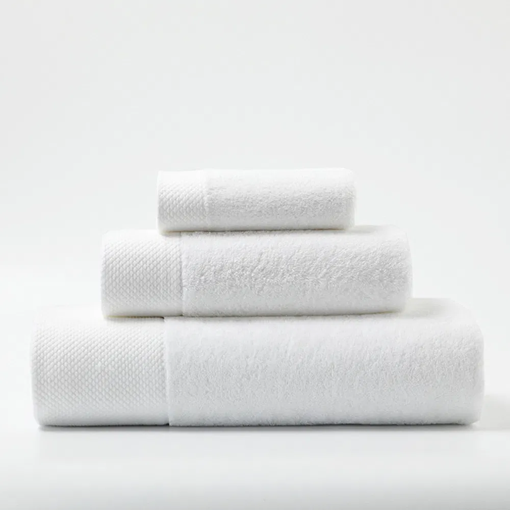 Low MOQ Custom White Terry Cotton Luxury Hotel Towels with Brand Logo