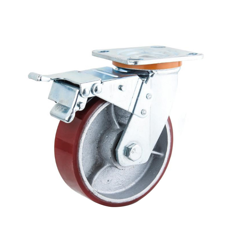 Wholesale Heavy Duty Red PU Iron Core Caster Wheels