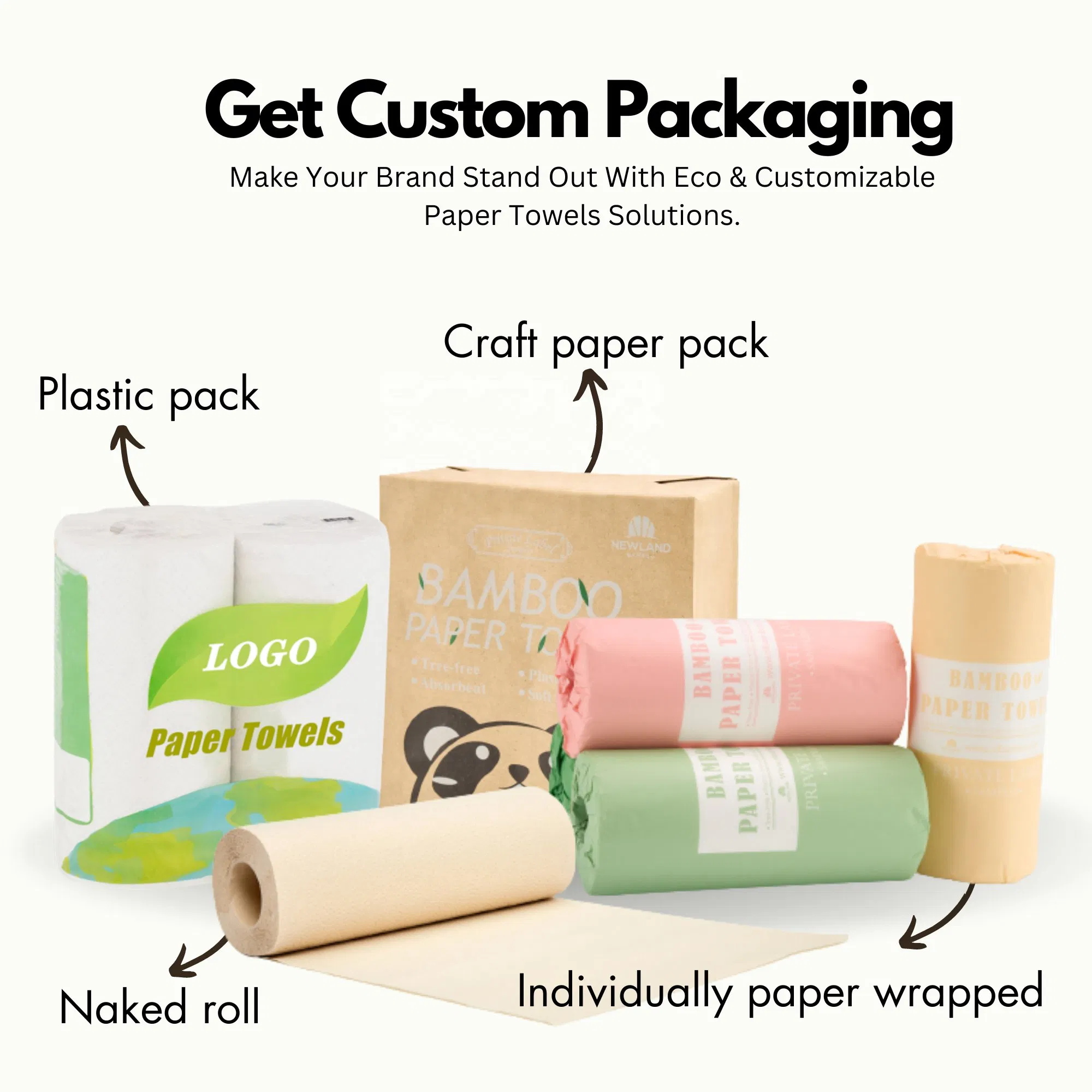 Custom Printed Paper Towels 2ply Bamboo Kitchen Tissue