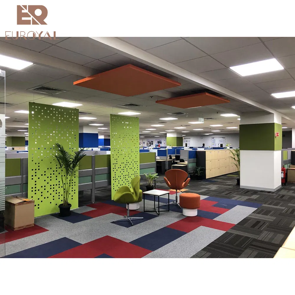 China Factory Eco Friendly Polyester Fiber Sound Absorbing Panel Interior Office Company Modern Room Divider Hollow Floor Decoration Material