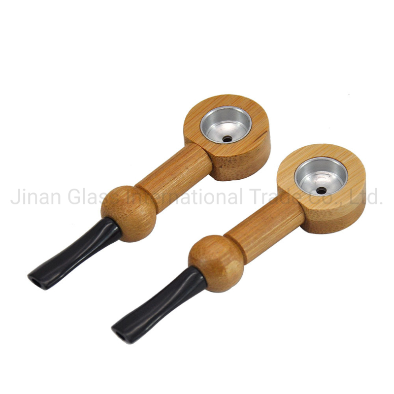 Tobacco Pipes Wood Pipe with Metal Bowl Glass Pipe Smoking Water Pipe