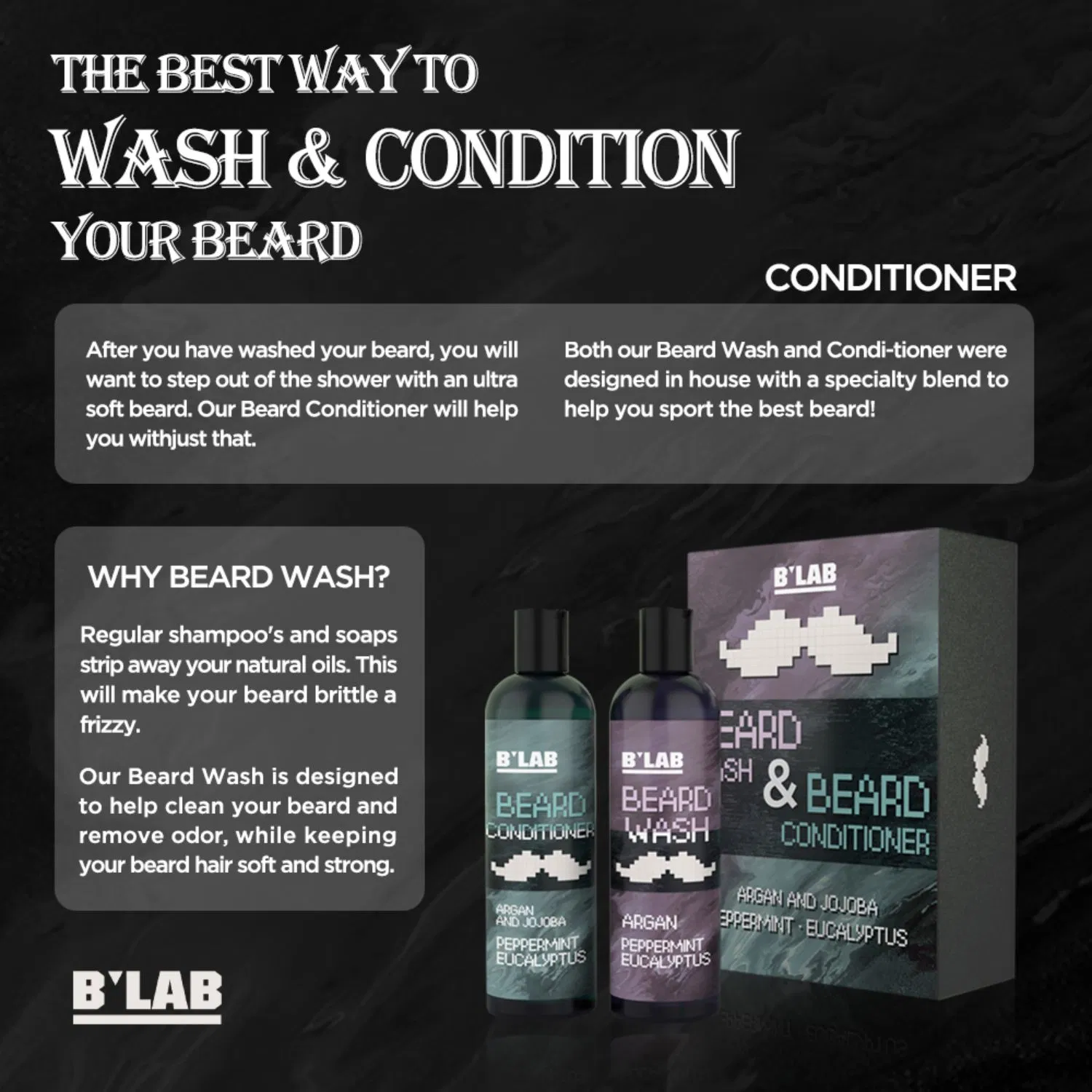 New Design Private Label Beard Care Wash Beard Shampoo and Conditioner