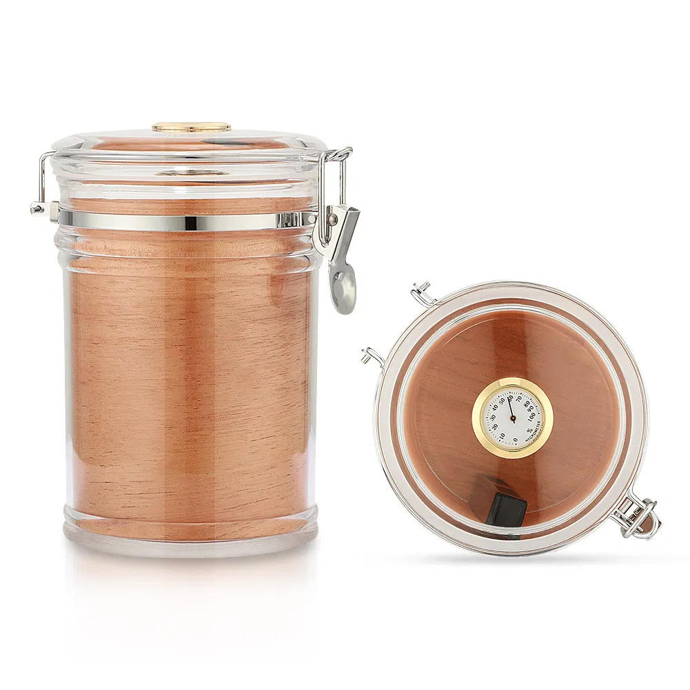 Cylindrical Transparent Plastic Cigarette Storage Bottle Box with Stainless Steel Buckle