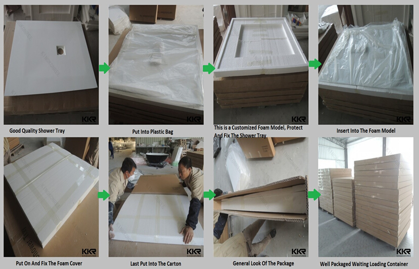 Custom Acrylic Solid Surface Stone Bathroom Shower Tray