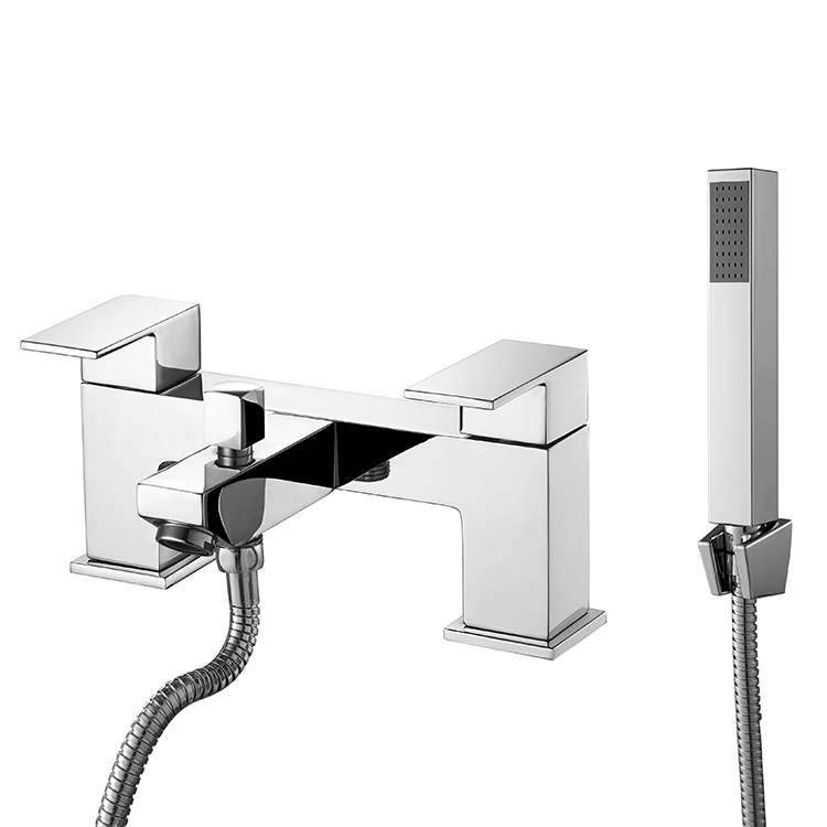 Sanipro Luxury Dual Handle Mixer Basin Taps Chrome Surface Brass Waterfall Bathtub Faucet, Bath Shower Set with Hand Spray