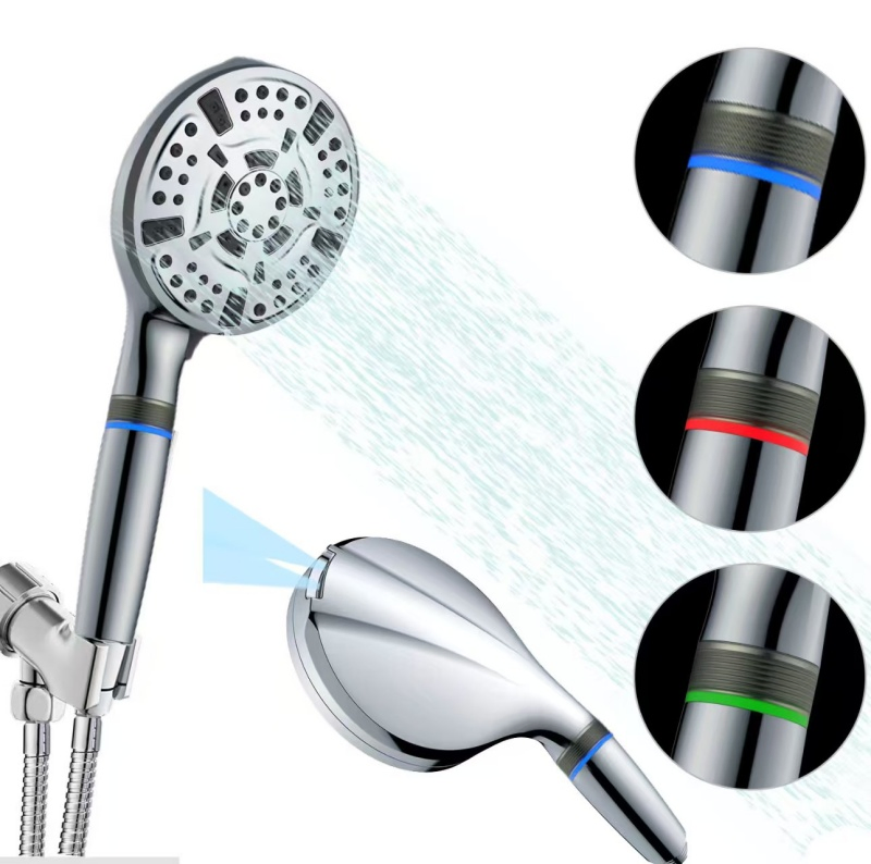 American Pressurized LED Temperature Display Hand-Held Filter Shower with Spray Gun Shower