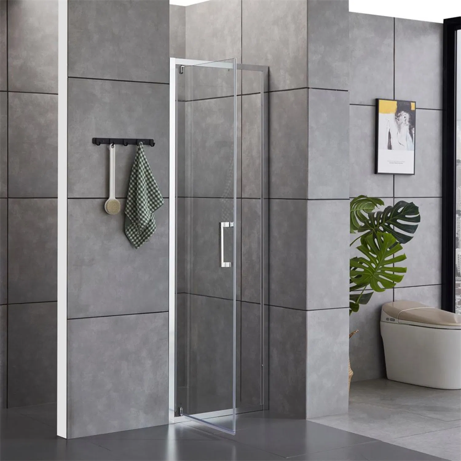 Bathroom 900mm Tempered Glass Pivot Shower Door