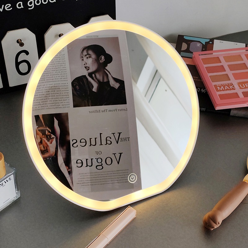 Portable Foldable Desktop Round LED Mini Makeup Mirror