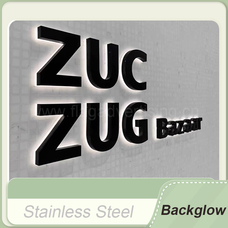 Stainless Steel Fabricated Back Halo Illuminated 3D Letters Custom LED Signage