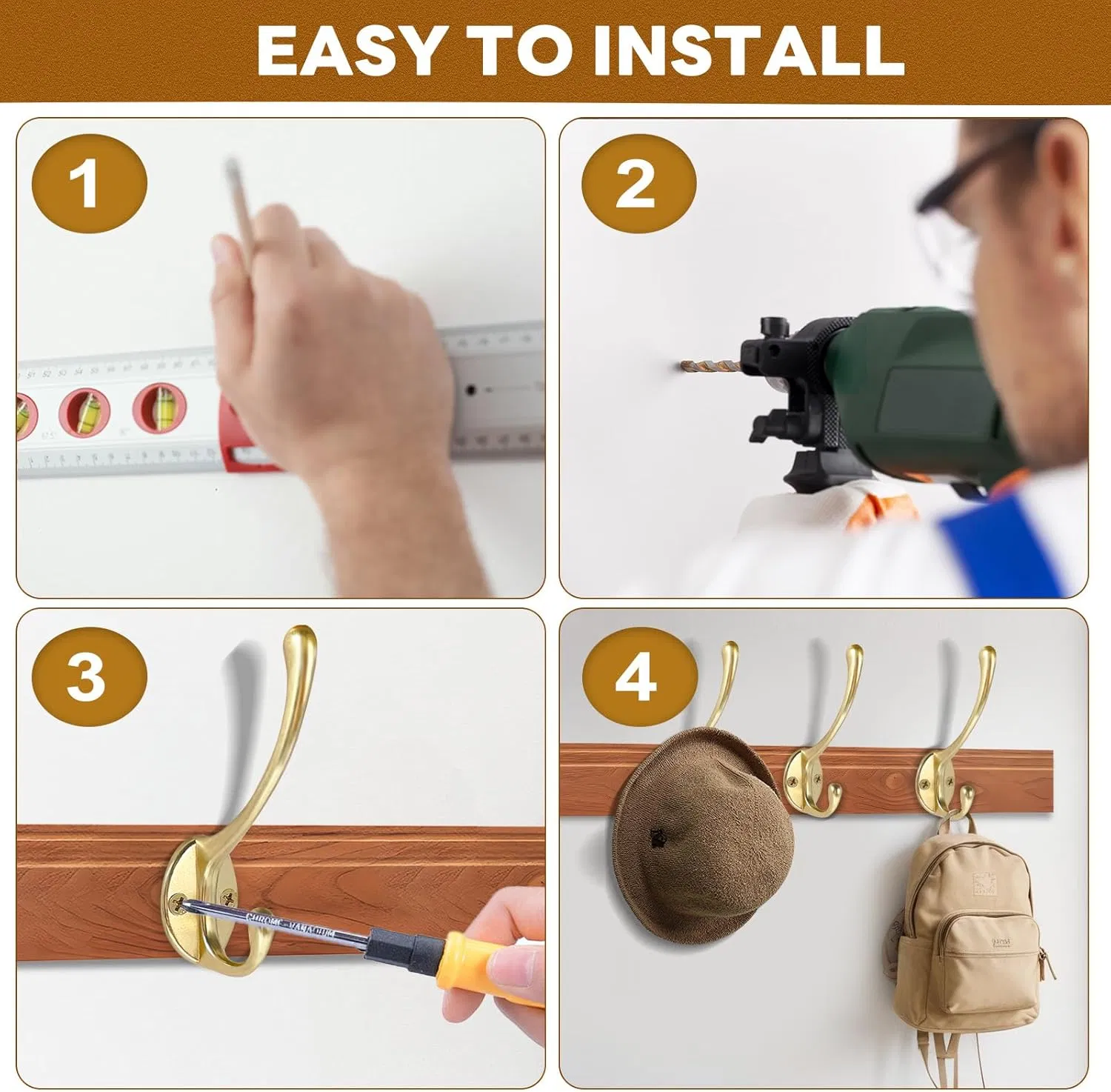 Mdyg222K Die-Cast Zinc Coat Hook, Gold Finish