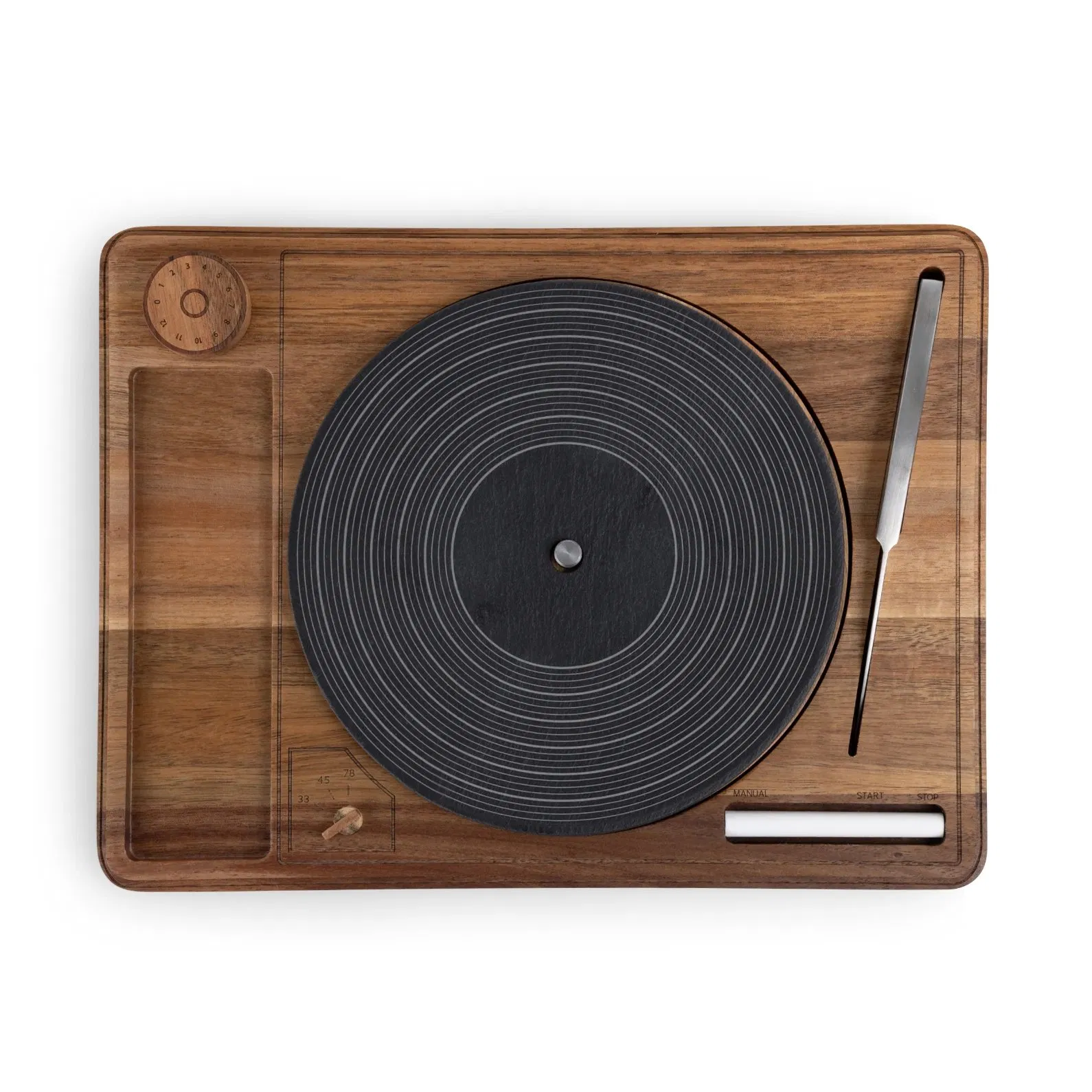 Customed Acacia and Slate Cheese Board Set Retro Vinyl Record Charcuterie Board