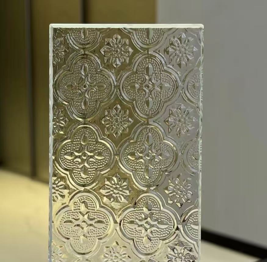 Customized Art Building Pattern Wave Fluted Design Glass for Door