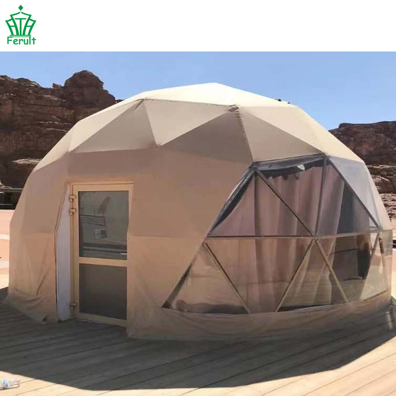 6m Diameter Luxury Platform Desert Glamping Steel Dome House Tent House for Outdoor Camping
