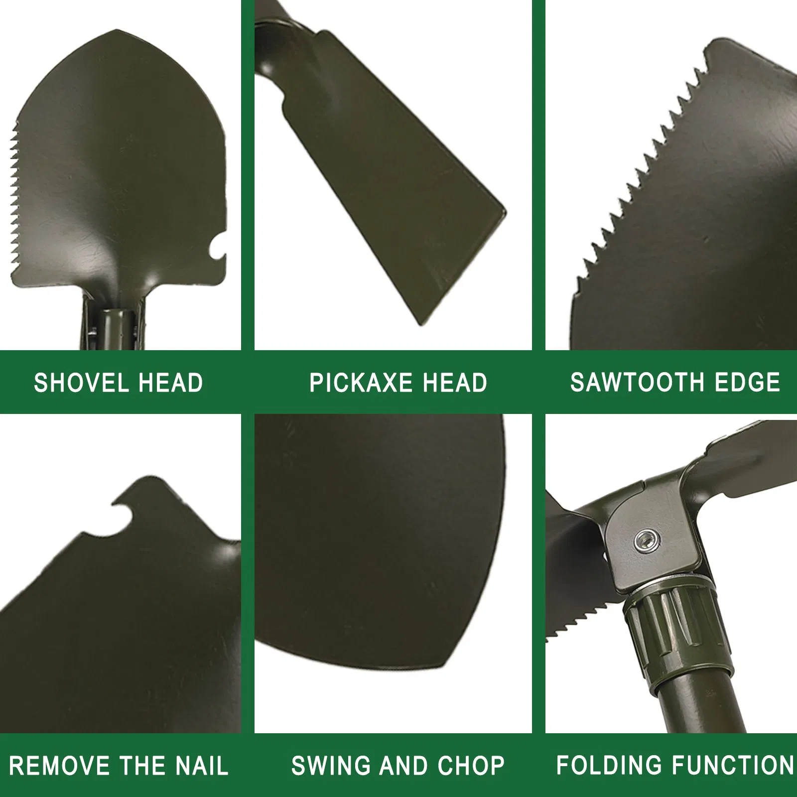 Multi-Function Folding Camping Shovel Survival Spade Trowel Garden Outdoor Tool Compass