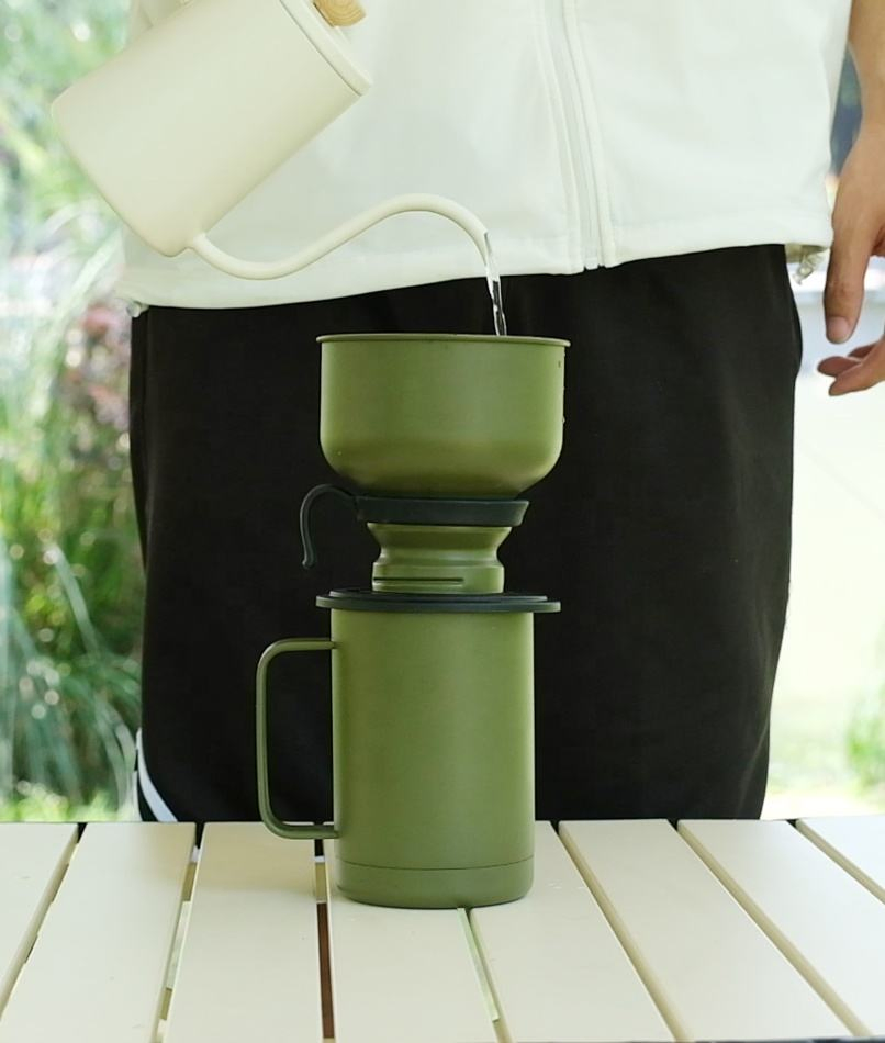New Arrival Custom Logo Stainless Steel Coffee Filter Outdoor Camping Pour Over Coffee Set