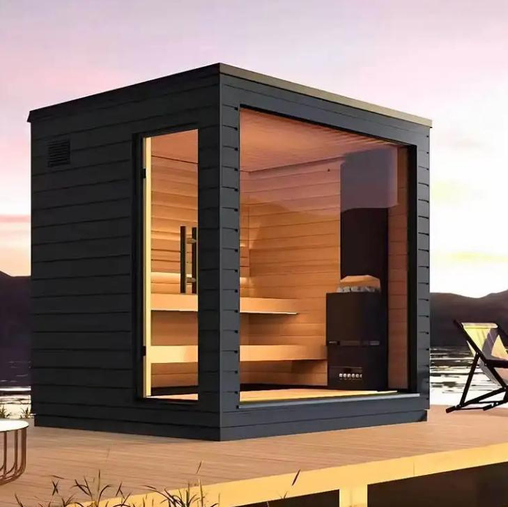 Traditional Garden Steam Sauna Room for Family Use with Hemlock