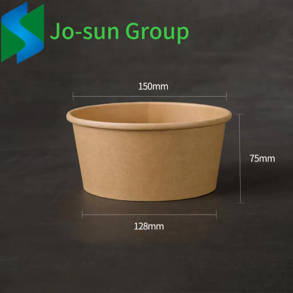 Customized Single Wall Paper Salad Bowls with Lids Kraft Paper Salad Paper Bowl Round Take out Packing Disposable Soup Bowl