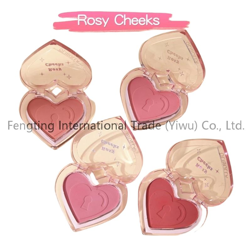 Wholesale Natural Looking Glow Heart Shape Packaging Powder Blush Face Cheek Makeup Pigment Blush Palette