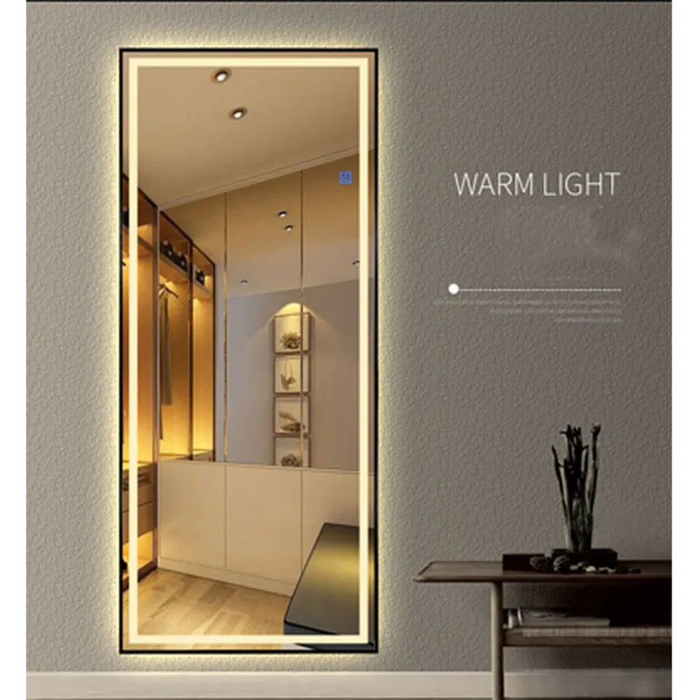 140/150/160/180cm Full Length Barbershop Clothes Shop Bathroom Home Decor LED Wall Silver Floor Stand Dressing Smart Mirror