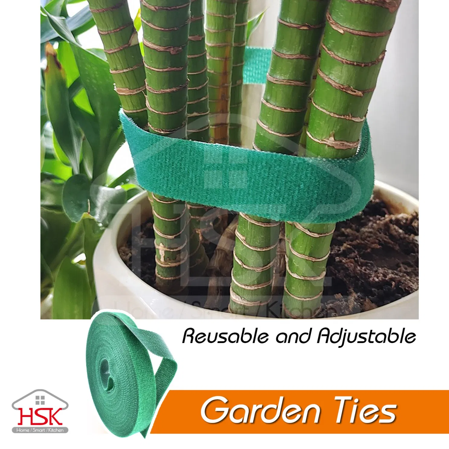 Reusable and Adjustable Garden Ties Green Strap Plant Support