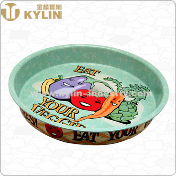 Christmas Decorative Oval Shape Tinplate Metal Tray Round Serving Tin Tray for Candies Fruit