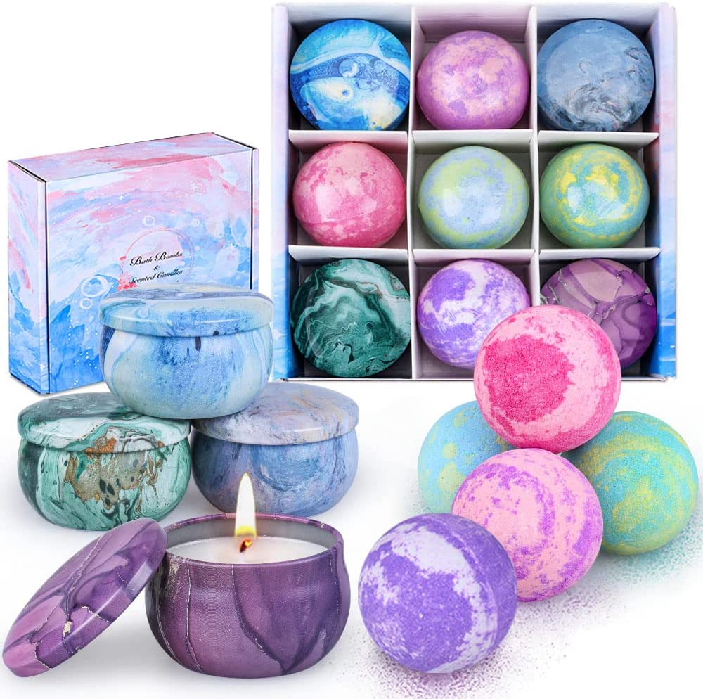 Fragrance Large Bubble Bath Bombs Essential Oil with Scented Candles Set Bubble Bath Bombs Set