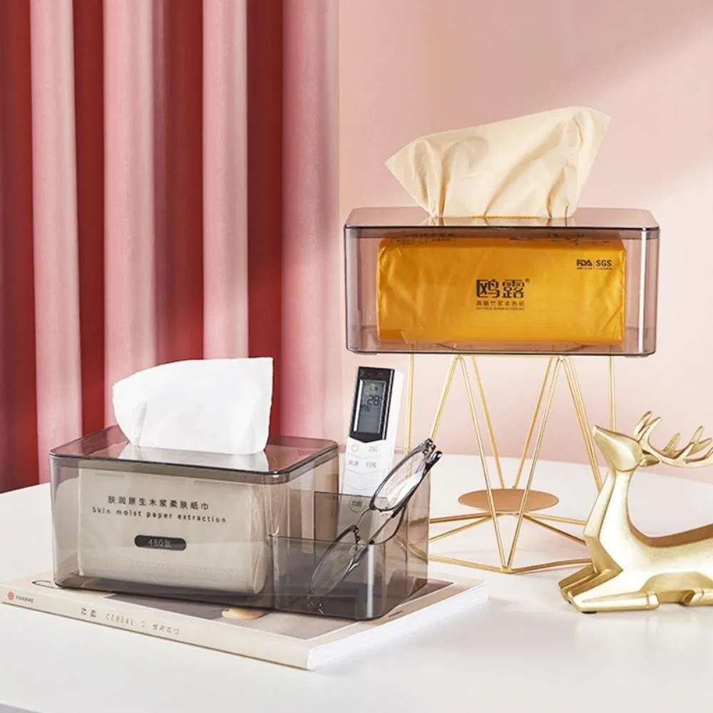 Cube Acrylic Counter Top Tissue Dispenser Box Facial Napkin Home Holder Tissue Box with Storage Wbb19281