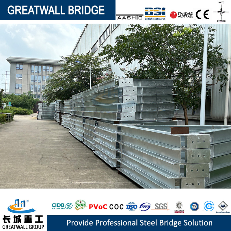 Double Lanes British Standard BS5400 Steel Bailey Bridge Connected by Bailey Pin