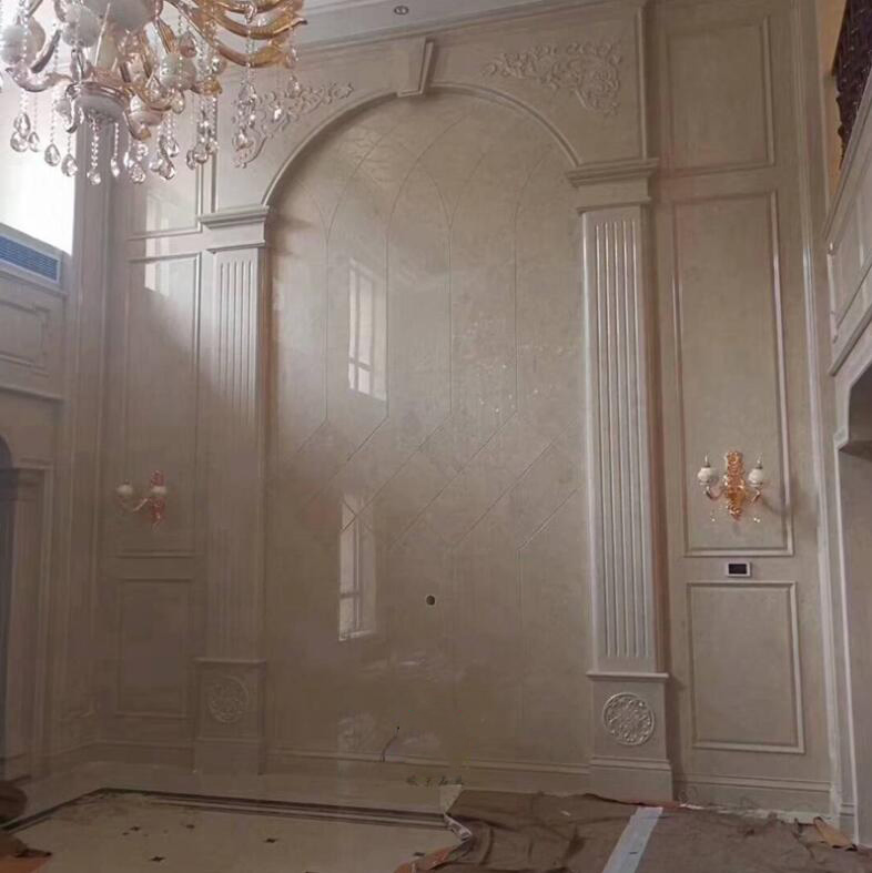 Moon Cream Yellow Beige Marble Polished Tiles Slabs for Interior Decoration Countertops Island