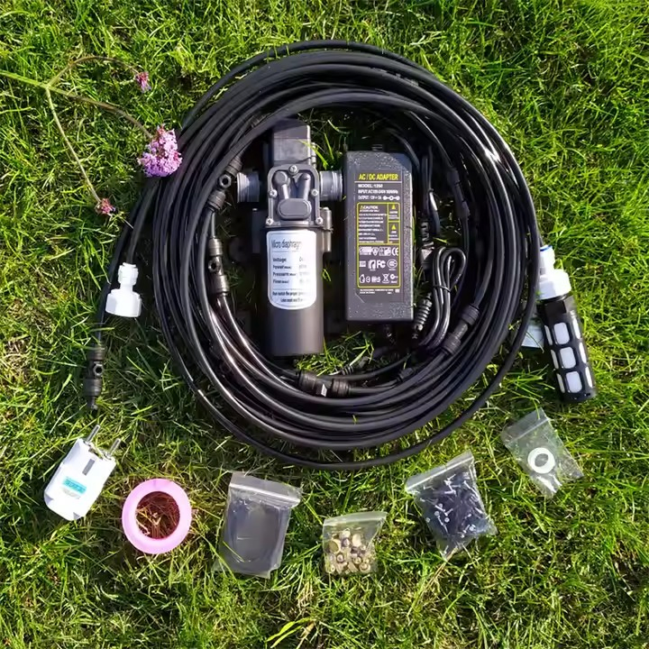 6/9/12/15/18m Black Low Pressure Misting Cooling System Summer Outdoor Water Mister for Patio Garden Watering Sprayer