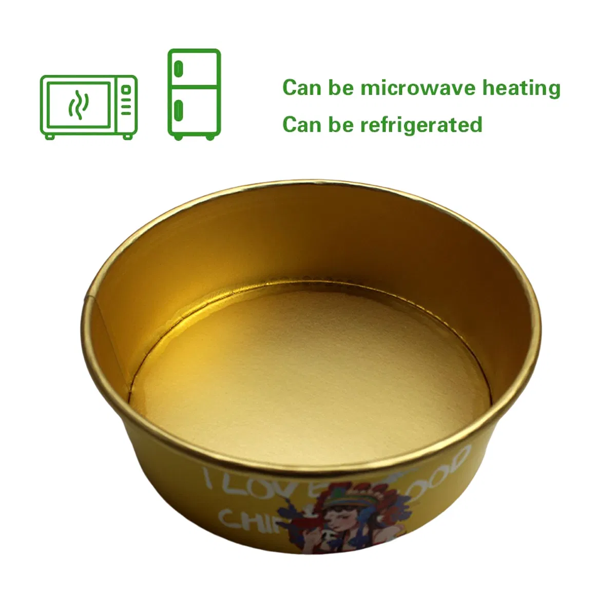 Plastic Free Disposable Food Container Paper Salad 1300 Ml Bowl with Gold Foil Coating