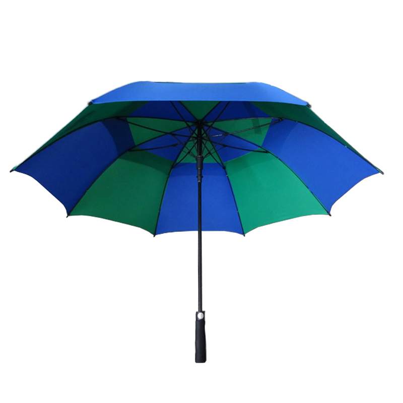 Green and Blue Match Color Club Double Wind Vented Golf Umbrella Price