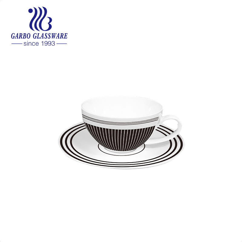 High-End Royal Luxurious Style Royal Blue Glazed Porcelain Coffee Milk Drinking Porcelain Mug Cups Saucer Set Bloom Dasiy Design with Customized Design