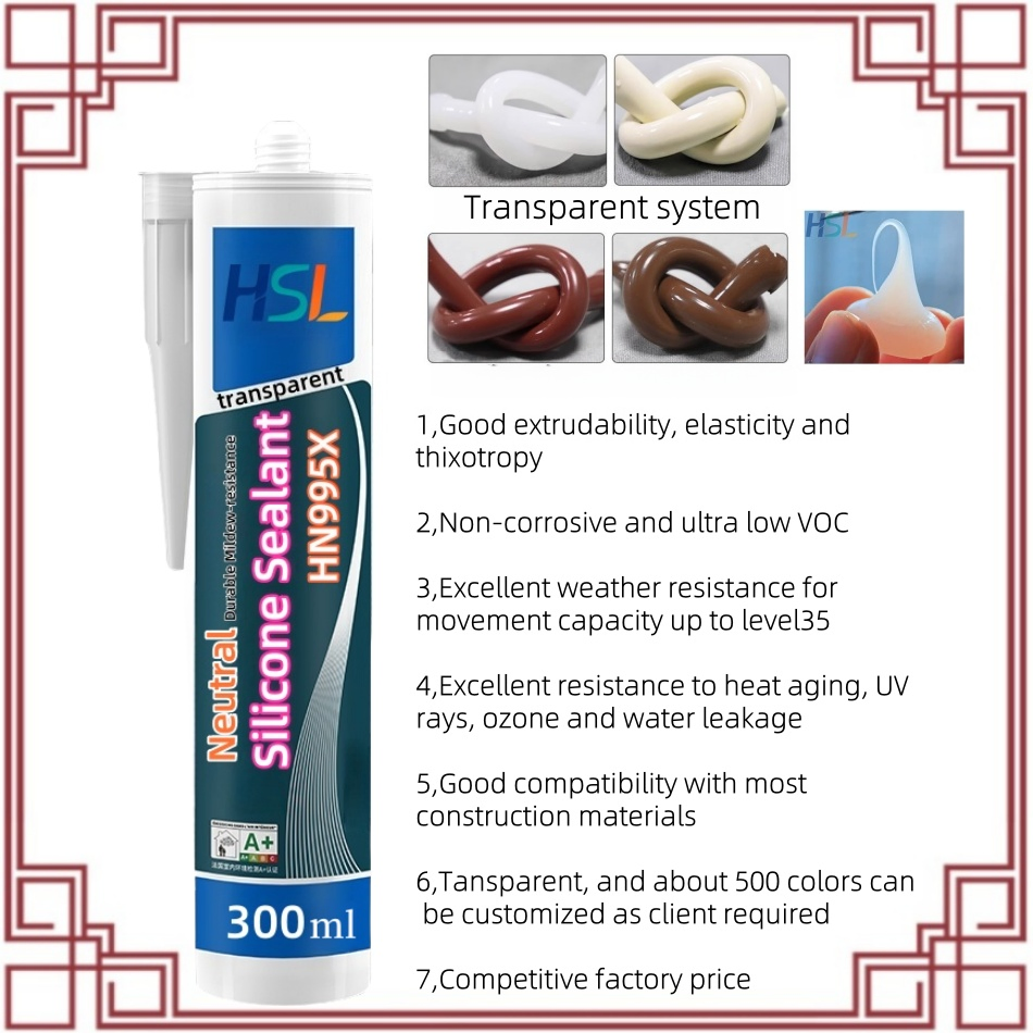 Sellador De Silicona Selante Adesivo Waterproofing Clear Neutral Silicone Glass Adhesive Sealant for Roof, Sunroom, Window & Door, Bathroom and Sanitary