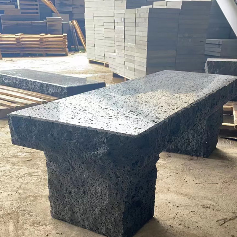 Desk and Chair Design Basalt Lava Stone Top Work Desk Modern Office Table Furniture Outdoor Desk