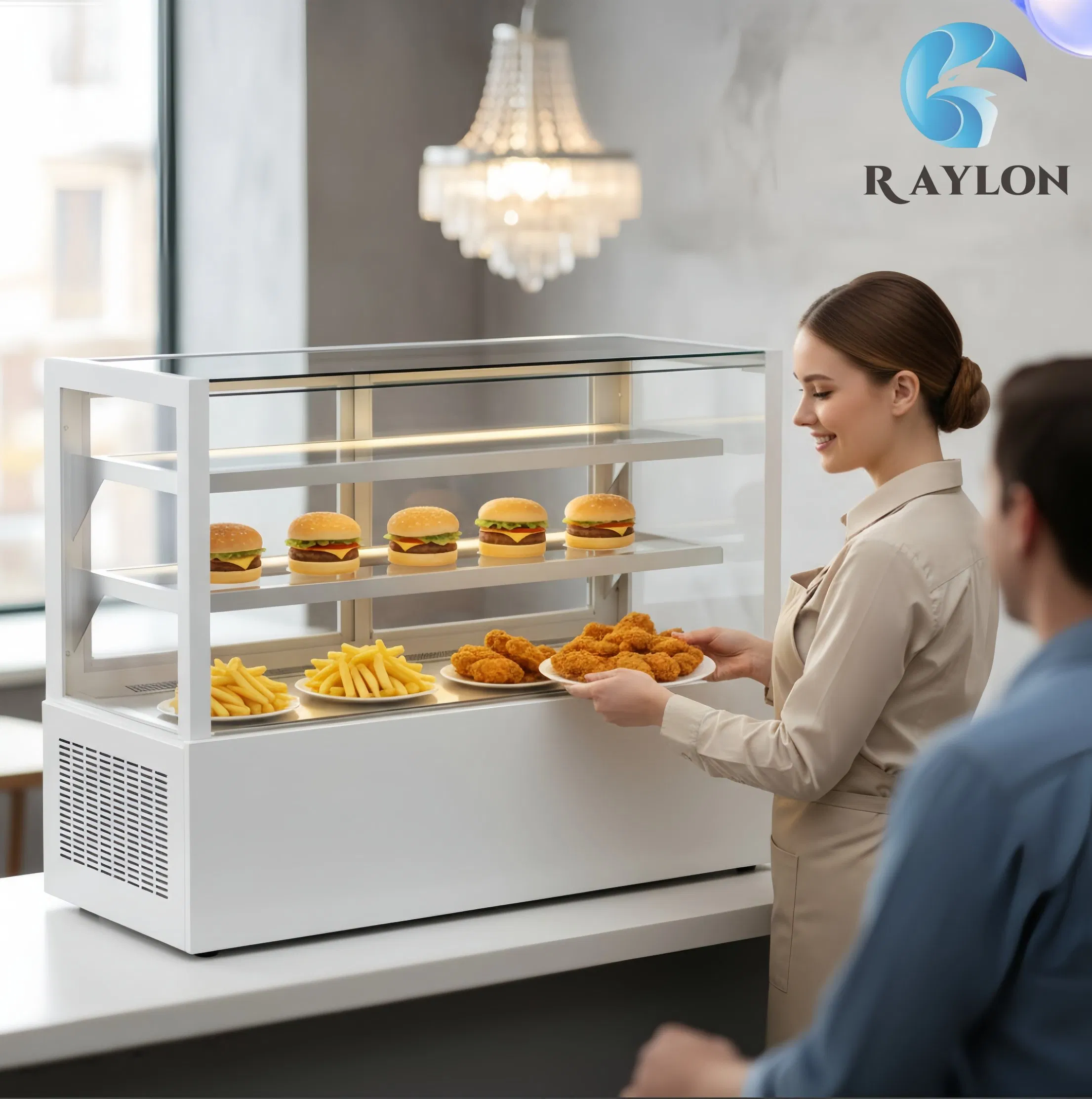 Stainless Steel Commercial Heated Display Cabinet for Food Court