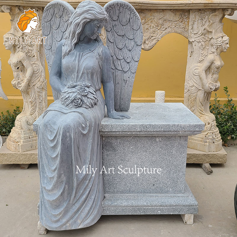 Exquisite Angel Tombstone Marble Statue Tombstone Monuments