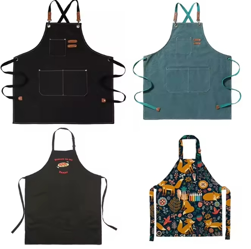 Custom Logo Printed Coffee Shop Bar Uniform Kitchen Cooking Cleaning Chef Apron