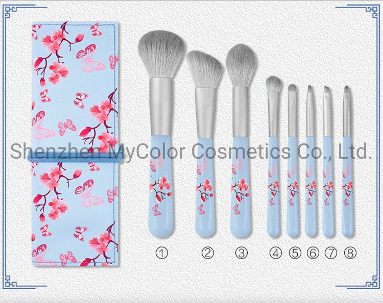 Easy to Clean Sakura Style 8PCS Professional Makeup Brush Cosmetic Brush Set with Synthetic Hair