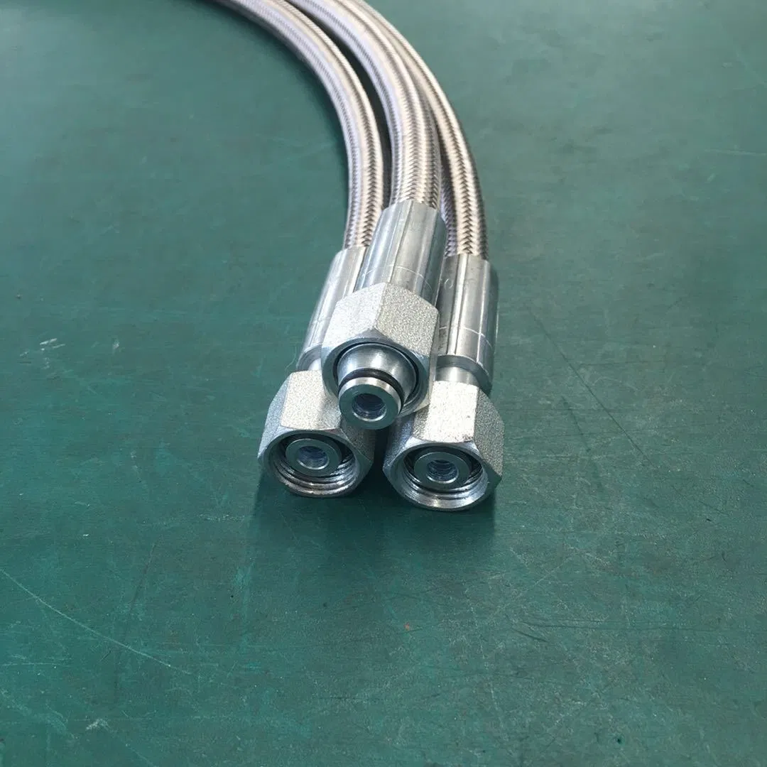 Flexible Colorful 304 Stainless Steel Braided Reinfor Sanitary SAE100 R14 PTFE Hose