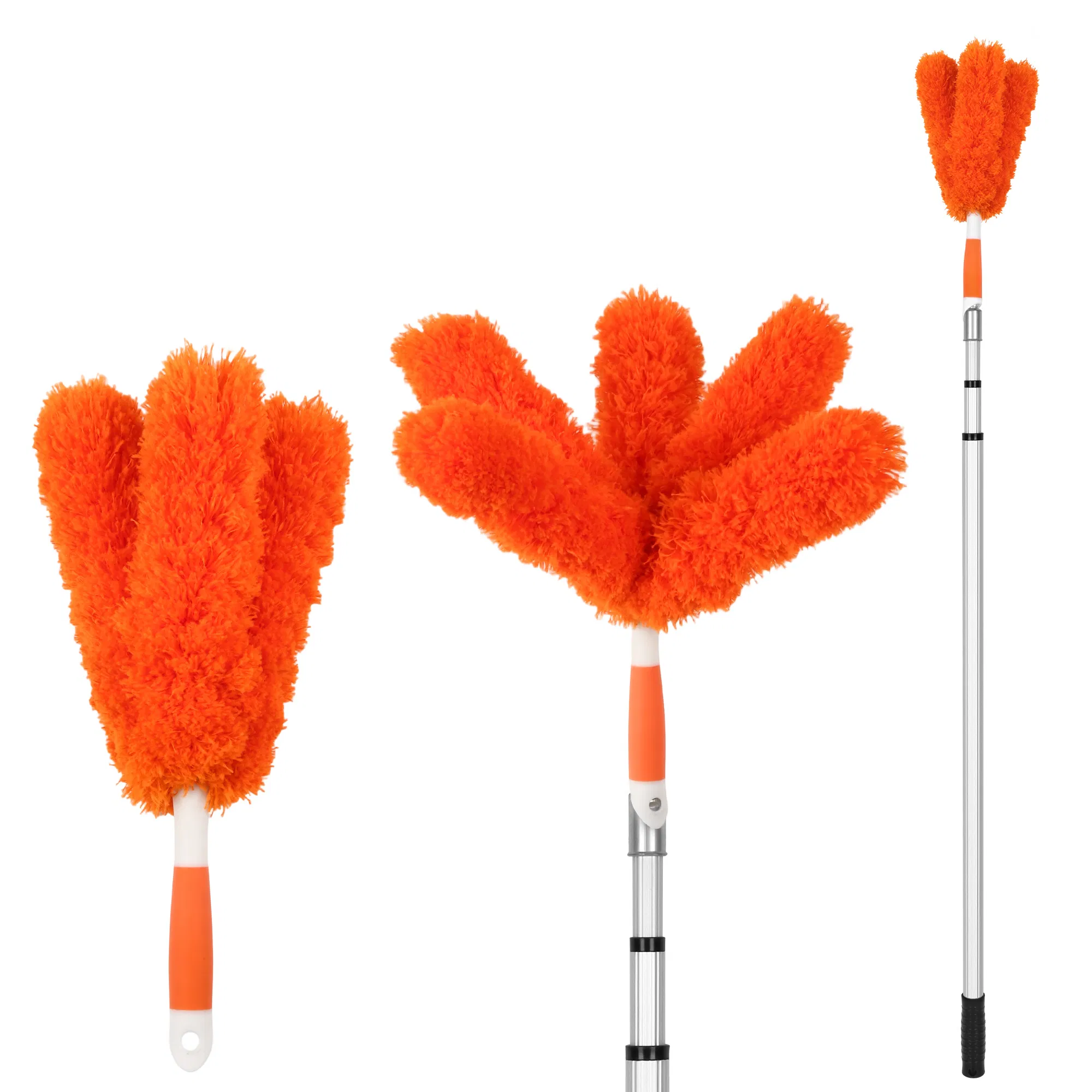Petal Shaped Telescopic Microfiber Brush with Extension Pole Reusable Duster