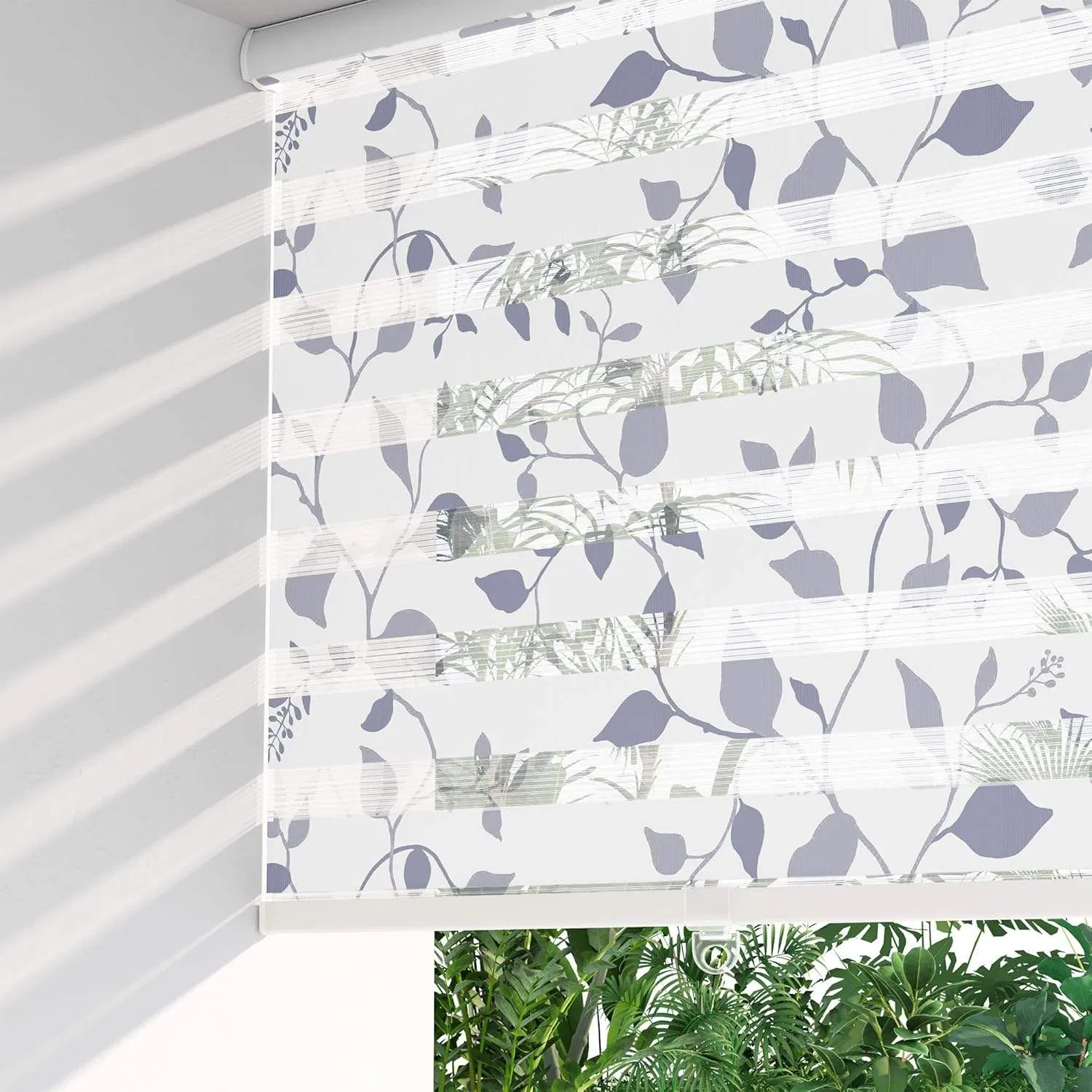 DIY Friendly Double Layer Roller Blinds - Adjustable Zebra Pattern for Modern Homes & Offices