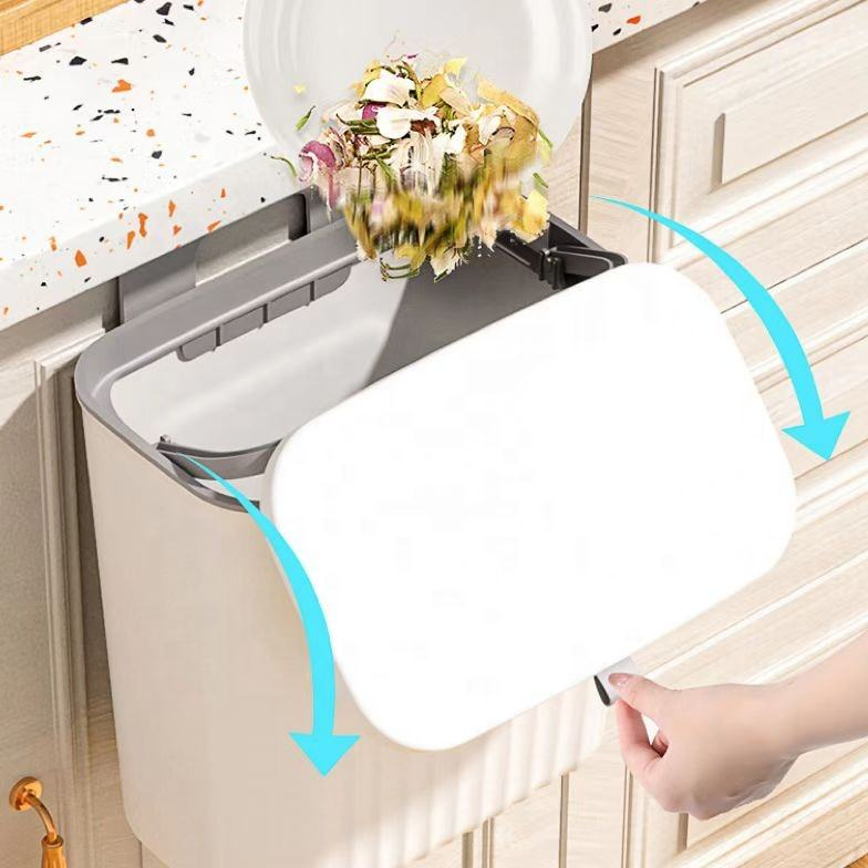 Настенный кухонный мусорный бак 9л с крышкой