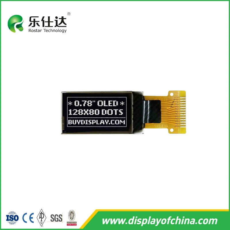 OLED дисплей 0.78 дюйма 128x80 точек, белый, SH1107