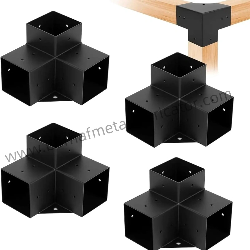 Heavy-Duty Metal Fence Post Base with Black Powder Coating Bracket Steel Material