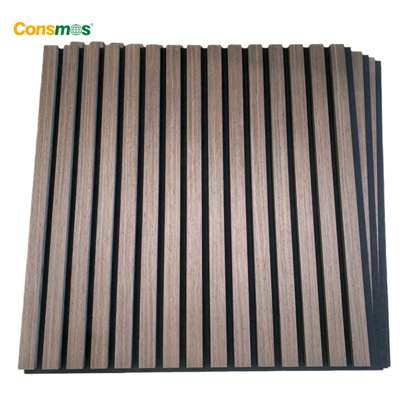 600X2400mm MDF Slat Acoustic Panels with Natural Wanut Oak Wood Veneer Finish for Home Decoration
