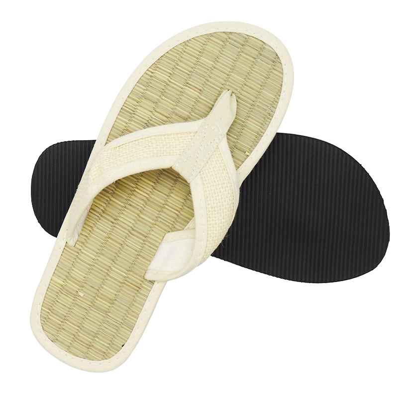 Biodegradable Flip Flops Grass Woven Sandals EVA Sole Straw Disposable Hotel Slippers